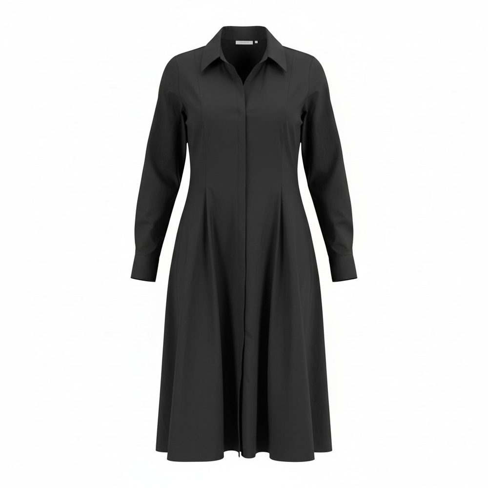COLDWATER CREEK | NWT Classic‎ Black Elbow Sleeve Cotton Safari Shirt Dress | 16